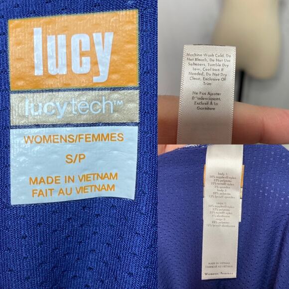 Lucy Tech Dashing Stripes Long Sleeve Shirt Blue Activewear Running Gym Size S - Picture 10 of 11